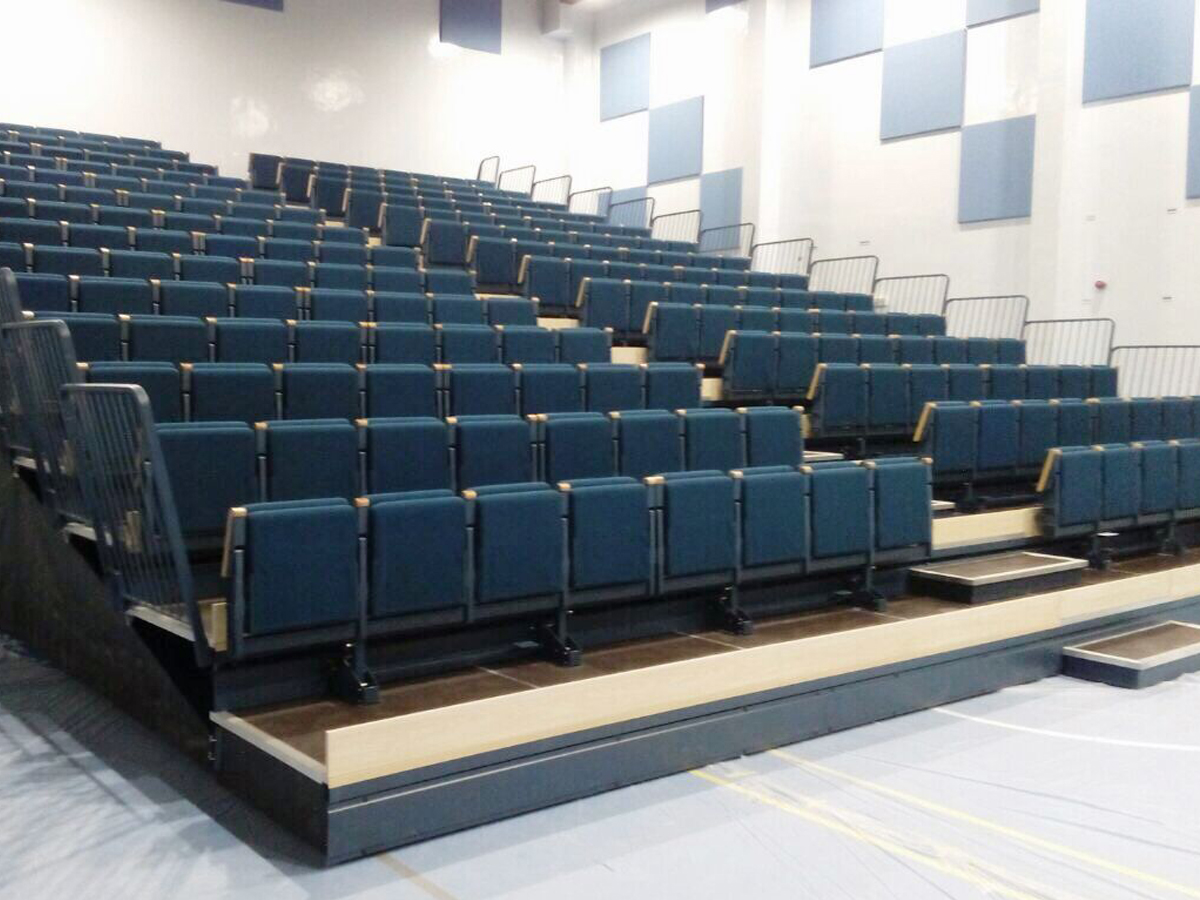 Retractable Seating-Primy Upholstered Seat Aluminum Portable Bleacher